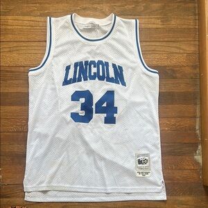 Lincoln White and Blue Basketball Jersey